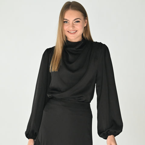 Silky Drape Top Black