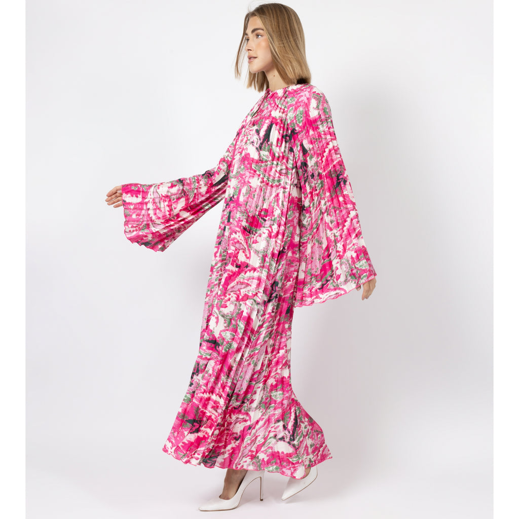 4612126 Pink Patterned Pleated Dress