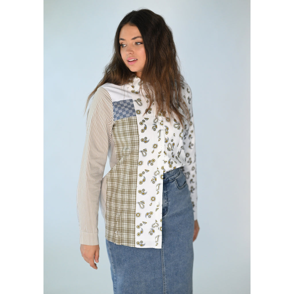 【mikitam】Embroidery Patchwork Shirts PhotoGrid-