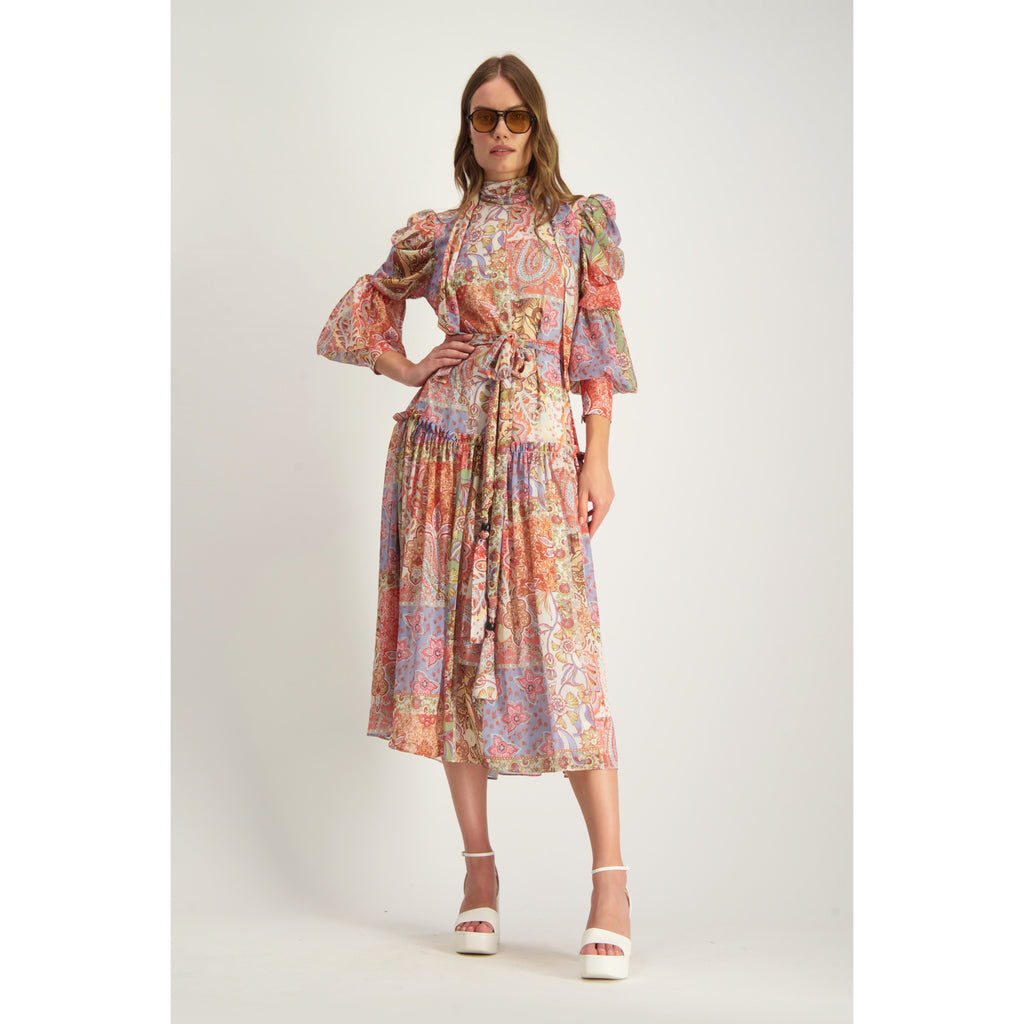 Patchwork Paisley Dress by Touch – The Mimi Boutique