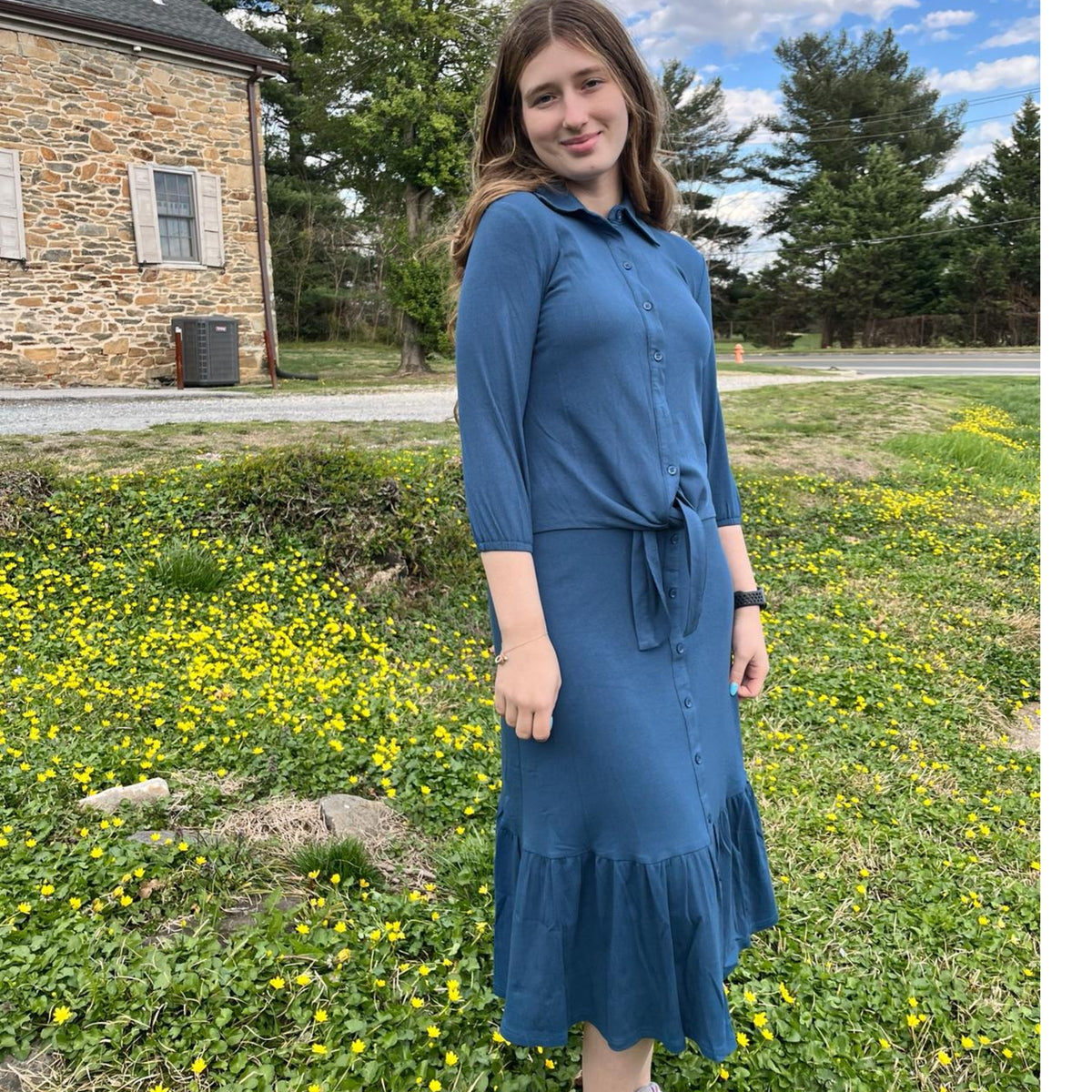 Indigo Low Ruffle Skirt by Ivee