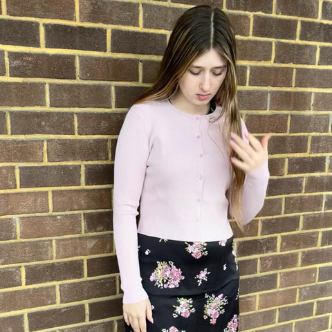 Ribbed Mauve Cardigan by Ivee