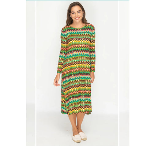 Penny Dress-Candy Chevron Jersey Swing
