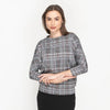 Sweater Dolman Top Grey Plaid