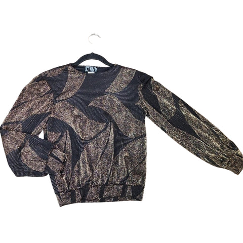 Puffy Sleeve Blouse Gold/Black Sparkle