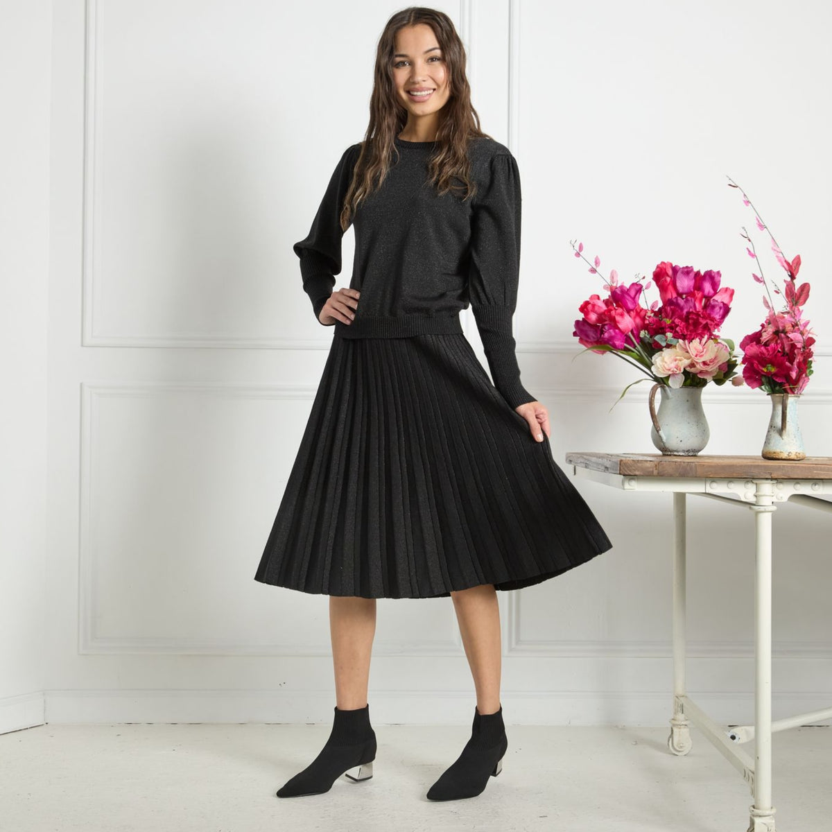 Hazel Top Black Lurex - The Mimi Boutique