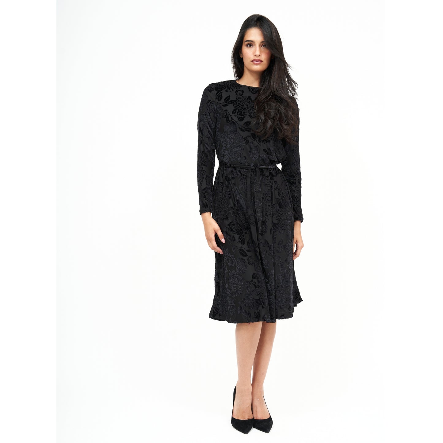 Swing Floral Dress Black by DF