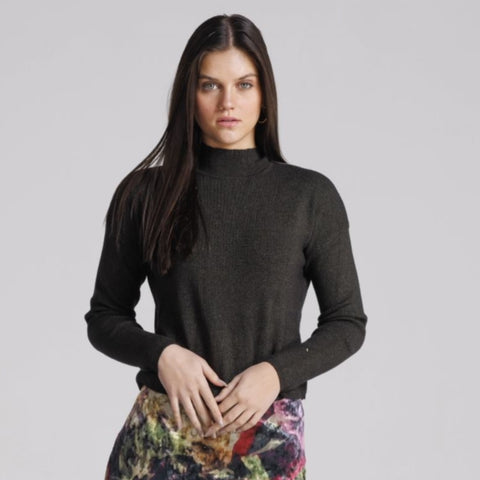 Olive Heather Mockneck Sweater