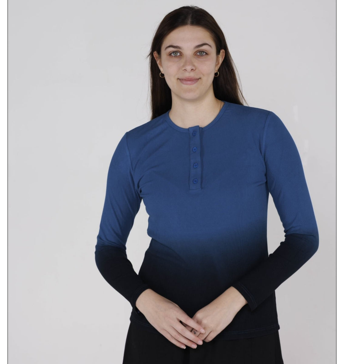 Ombre Henley Top Turquoise