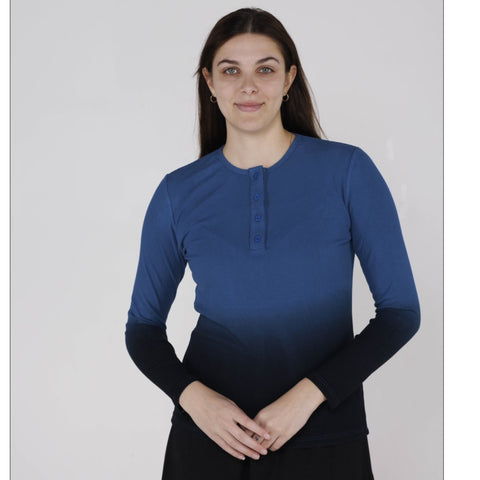 Ombre Henley Top Turquoise