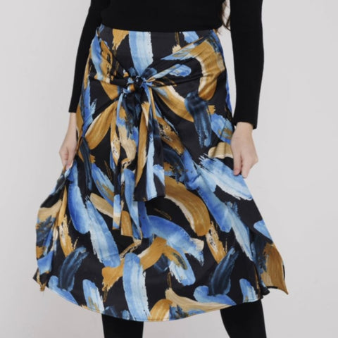 Tie Front Abstract Skirt