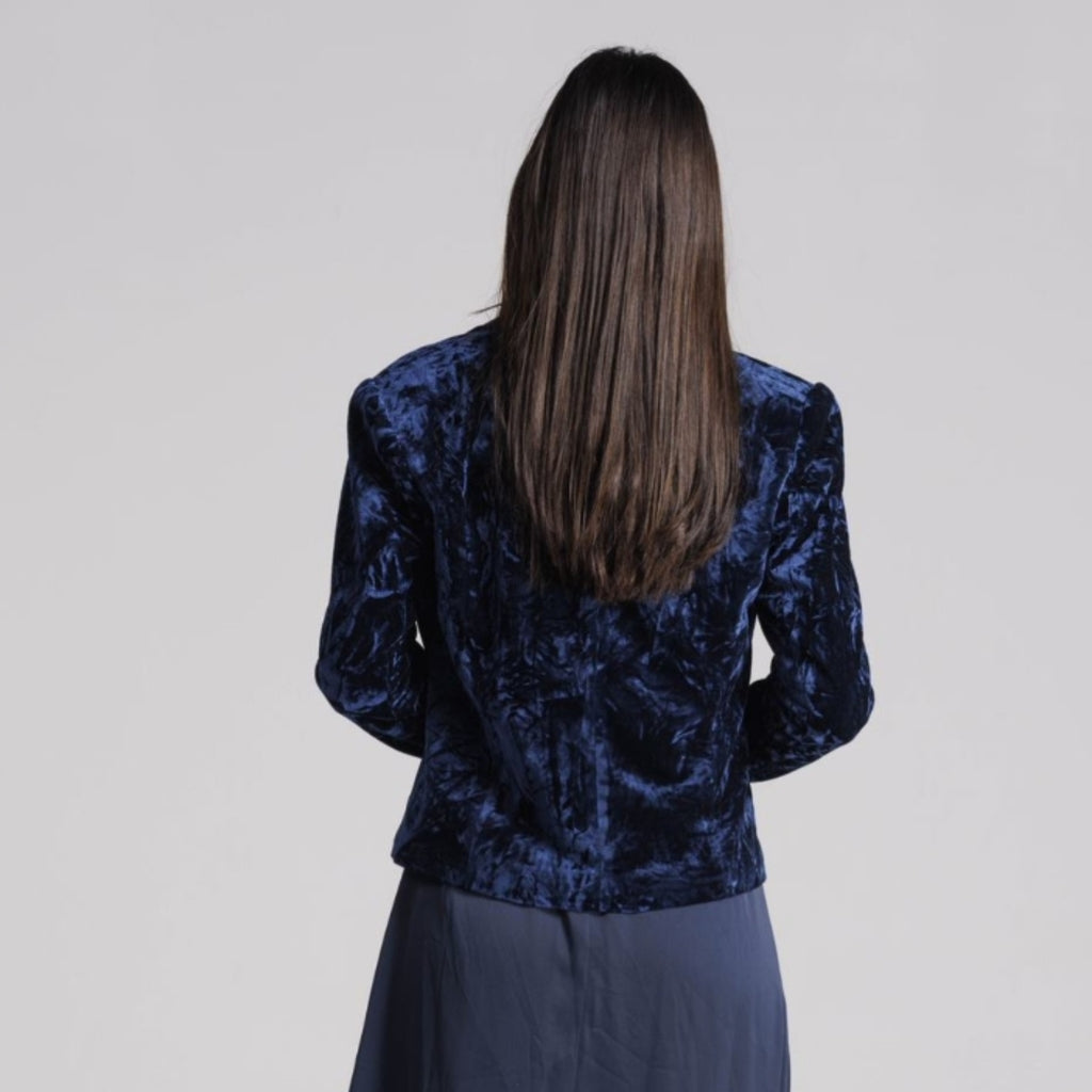 Velvet Blazer Dress - Buttoned Double-Breasted