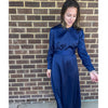 Nala Navy Satin Maxi Dress