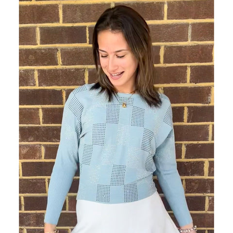 Ribbed Dolman Top Light Blue