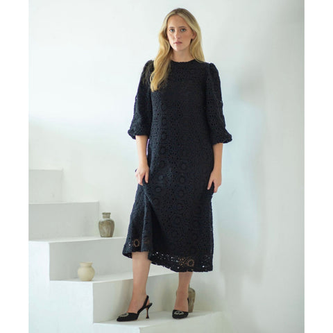 Shira Crochet Dress Black