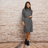 Emery Mock Neck Dress Black Checkered