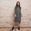 Emery Mock Neck Dress Black Checkered