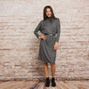 Emery Mock Neck Dress Black Checkered