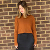 Cognac Wide Ribbed Collared Top