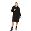 Plus Black Carrie Rib Knit Hoodie Dress