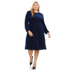 Plus Sharon Dress Blue Herringbone