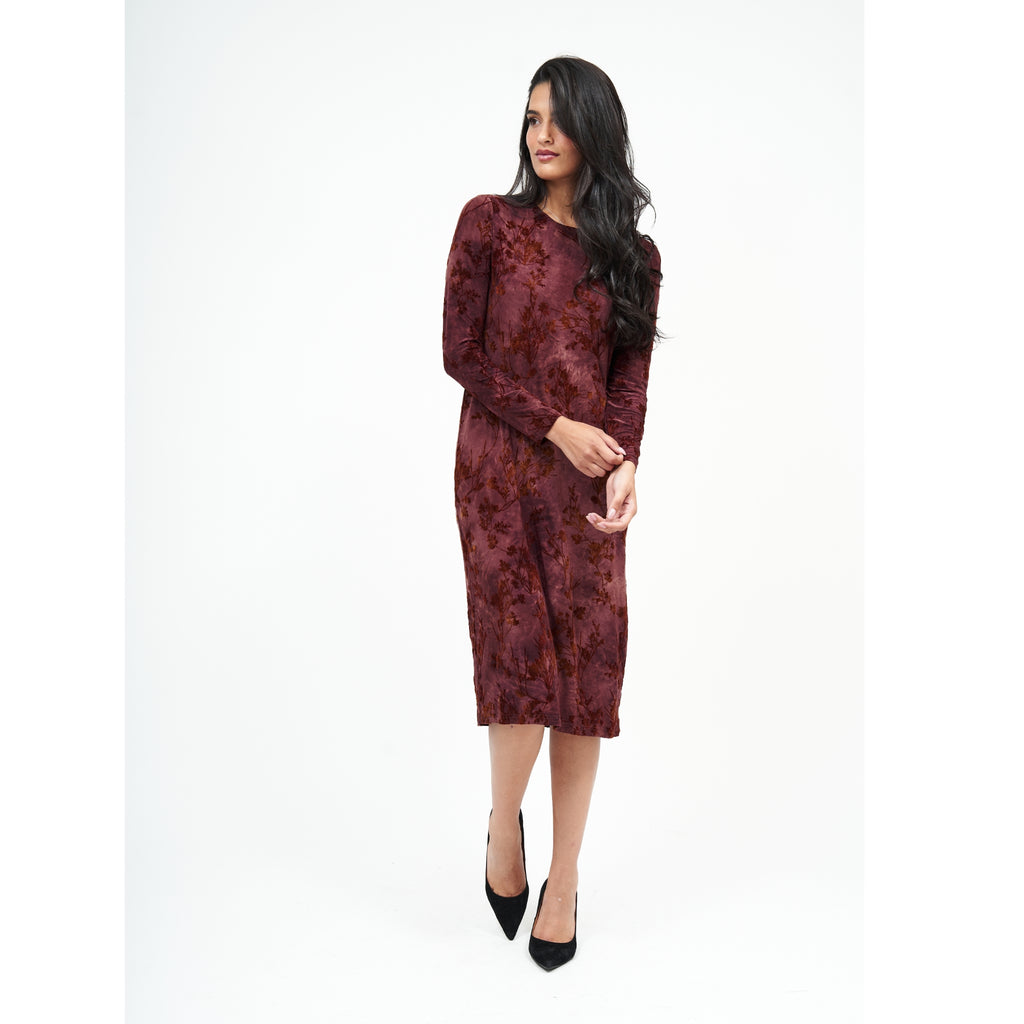 Maroon Floral Velvet Loose Basic Dress by DF – The Mimi Boutique