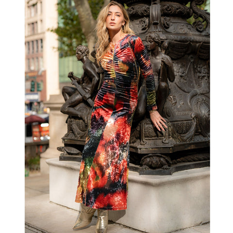 Flora Abstract Color Velvet Maxi by Adina LV