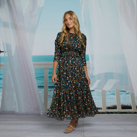 Sky Navy Floral Teen Dress