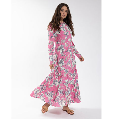 Pink Flower Shirt Dress