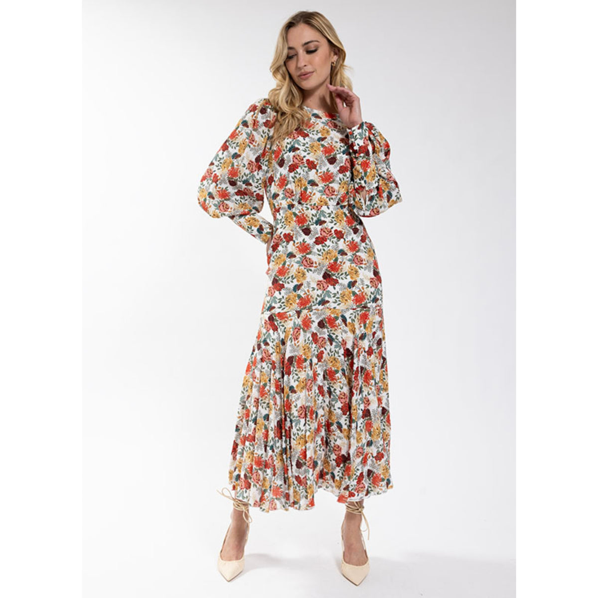 Vibrant Floral Drop Tier Dress