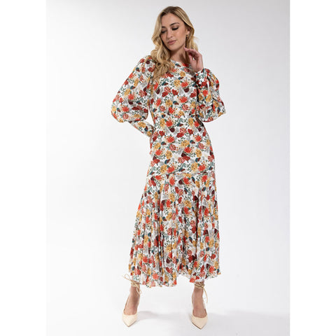 Vibrant Floral Drop Tier Dress