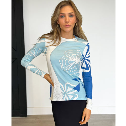 Printed Classic Tee Blue Abstract