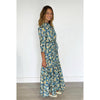 Sleeveless Ruffle Bottom Maxi Dress Blue Floral