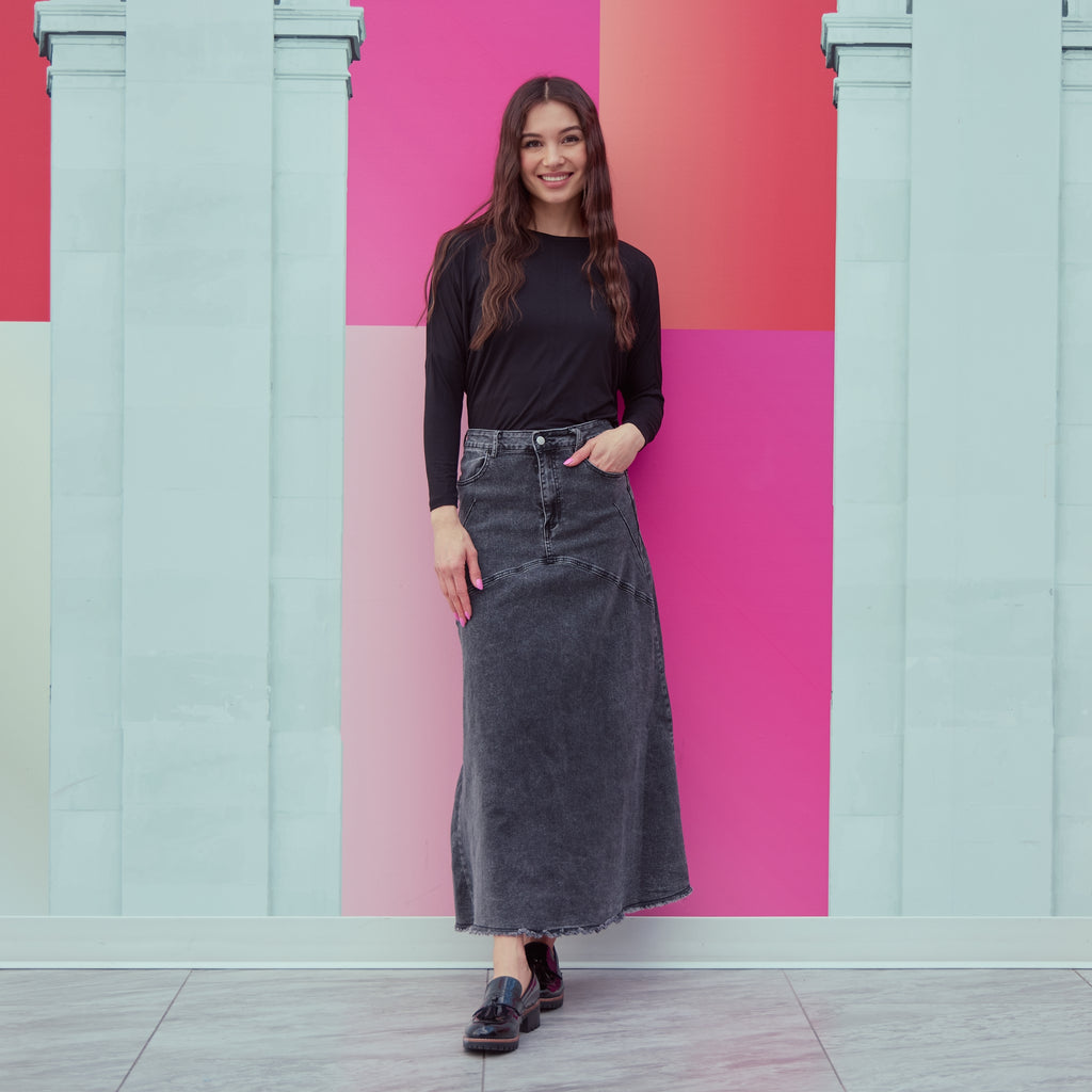 June Black Denim Skirt – The Mimi Boutique