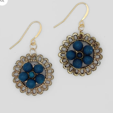 Pia Vintage Blue Earrings by Sylca