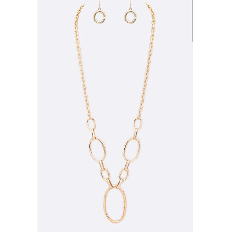 Oval Long Chain Gold Necklace