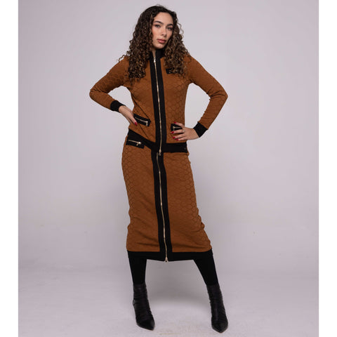 Textured Knit Zipper Skirt