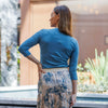 Dark Aqua Micro Ribbed V-Neck Tee - The Mimi Boutique
