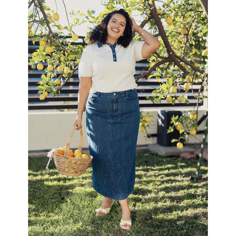 Denim V Skirt Code Plus