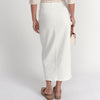 Contrast Pocket Midi Skirt White Denim Adina LV - The Mimi Boutique