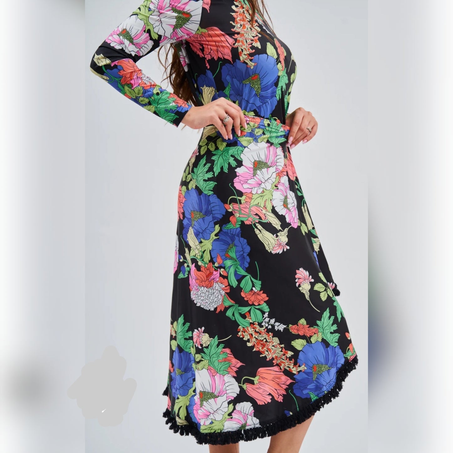 Black Pimrose Loose Basic Dress with Wrap DF