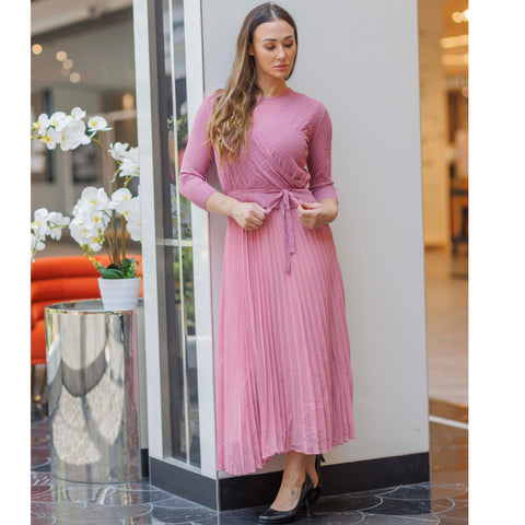 Weave Sweater+ Pleated Sleeveless Dress Mauve (Sold Separately)