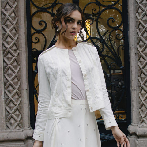 Metallic Bloom Jacket White