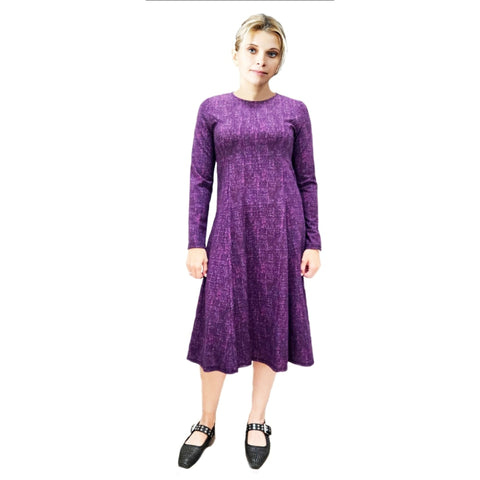 Purple Fit N Flare Print Dress