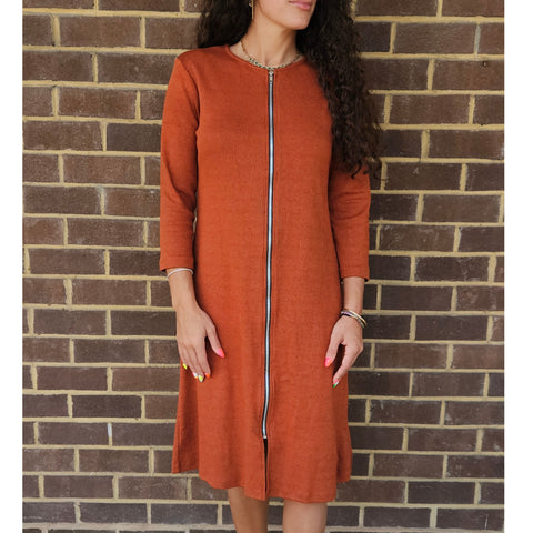 Rust Sweater Zip Dress KMW