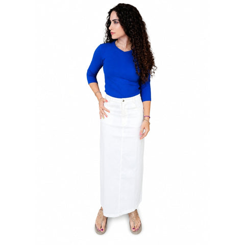 Straight Basic Twil Skirt White