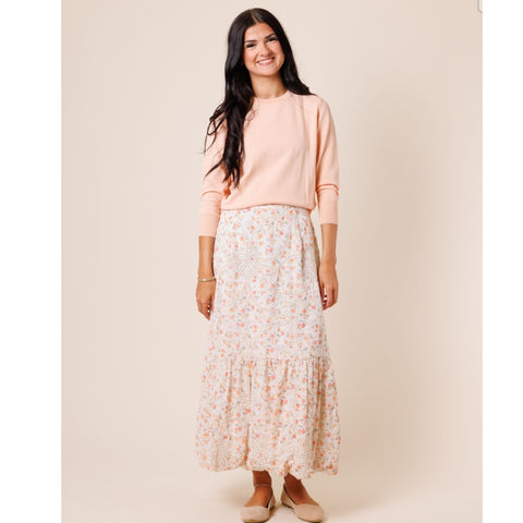 Orange Floral Eyelet Skirt Lilac Teen - The Mimi Boutique