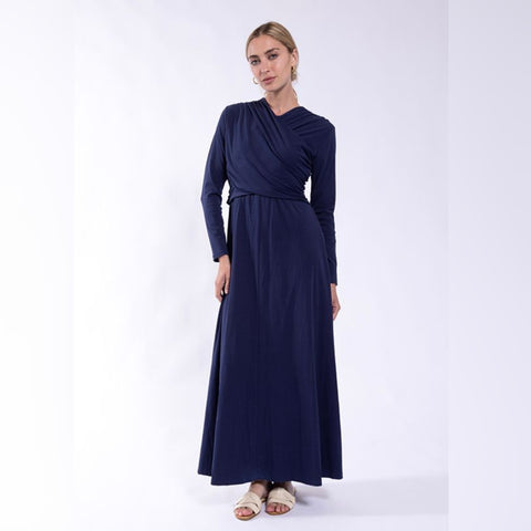 Crossover Jersey Dress Navy