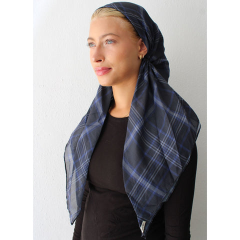 Blue Mist Plaid Headscarf SB