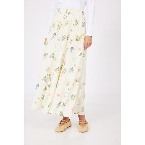 Satin Panel Floral Skirt
